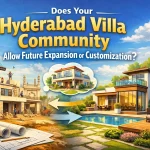Modern Hyderabad villa community showing construction and upgraded homes, highlighting future expansion and customization options