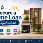Modern villa in Hyderabad with home loan guide highlighting eligibility, interest rates, and loan approval 