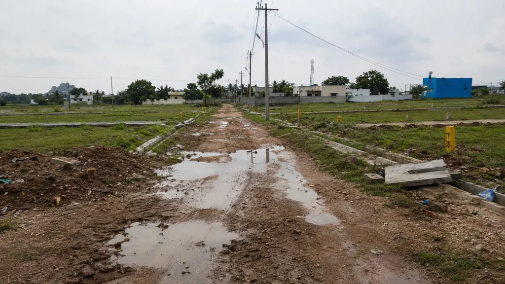 Underdeveloped Gram Panchayat layout with poor roads and infrastructure in Telangana