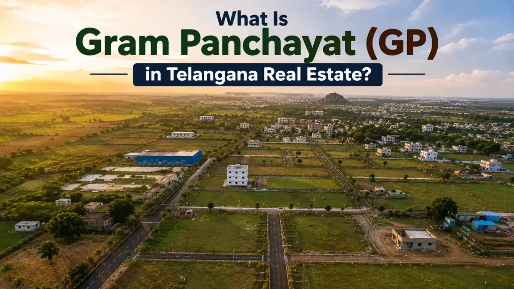 Aerial view of Gram Panchayat plots and developing real estate layouts near Hyderabad Telangana