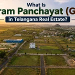 Aerial view of Gram Panchayat plots and developing real estate layouts near Hyderabad Telangana