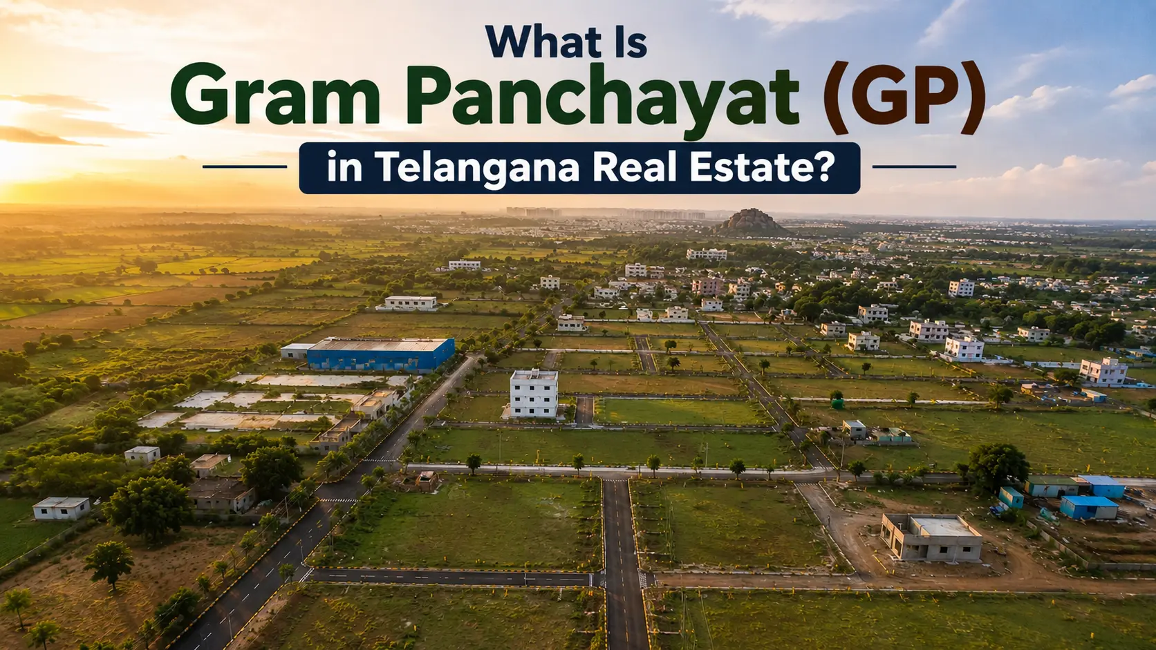 Aerial view of Gram Panchayat plots and developing real estate layouts near Hyderabad Telangana