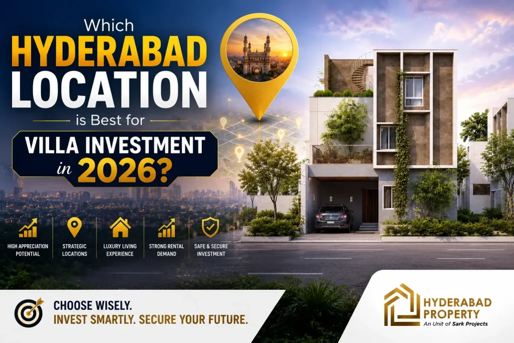 Modern gated community villas in Hyderabad showcasing top investment locations for villa buyers in 2026 
