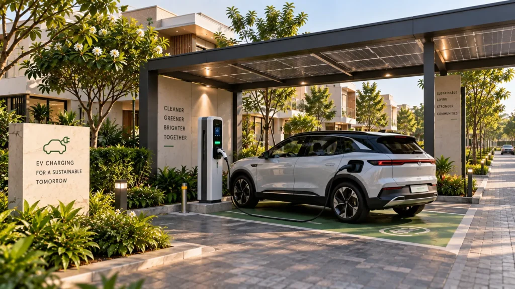 EV charging station in a luxury gated villa community in Hyderabad