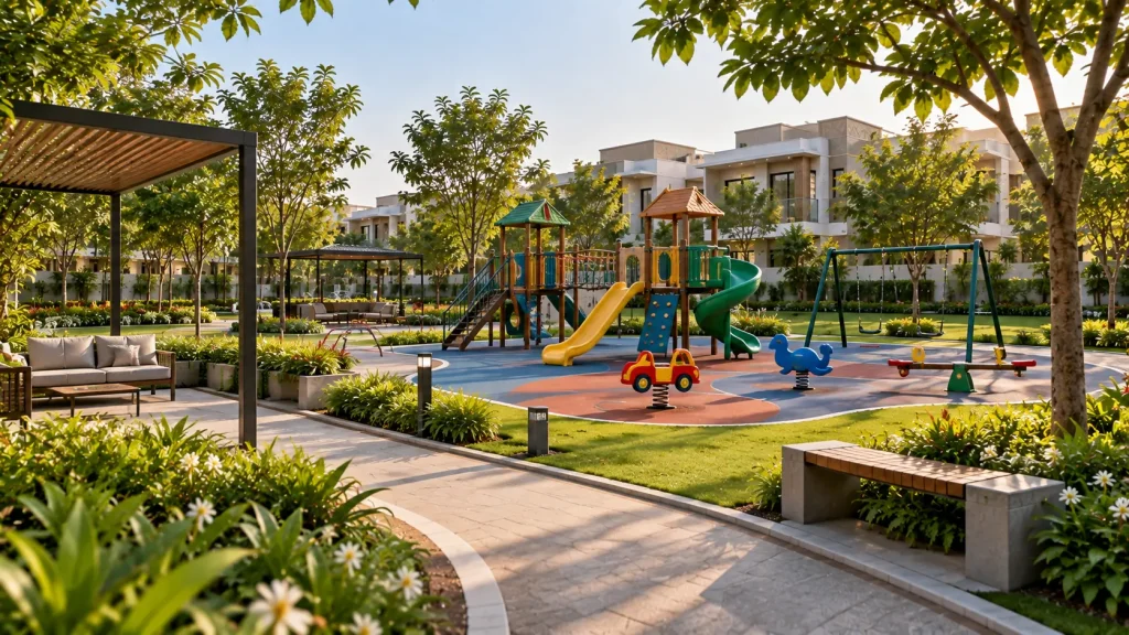 Children's play area in a gated luxury villa community in Hyderabad